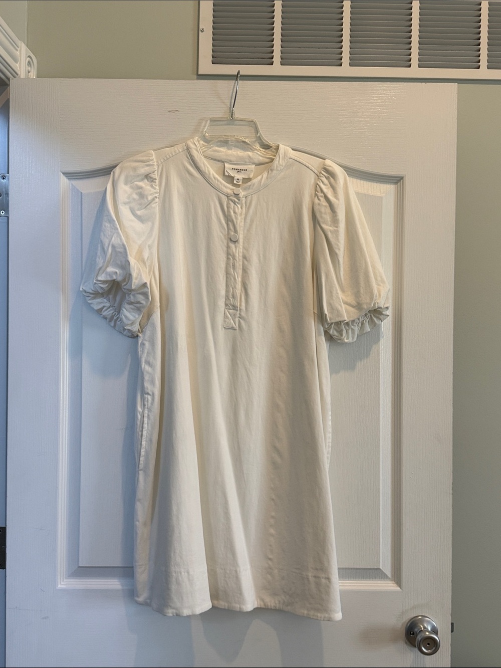Tuckernuck Cream Puff-Sleeve Button-Front Casual Shirt Dress